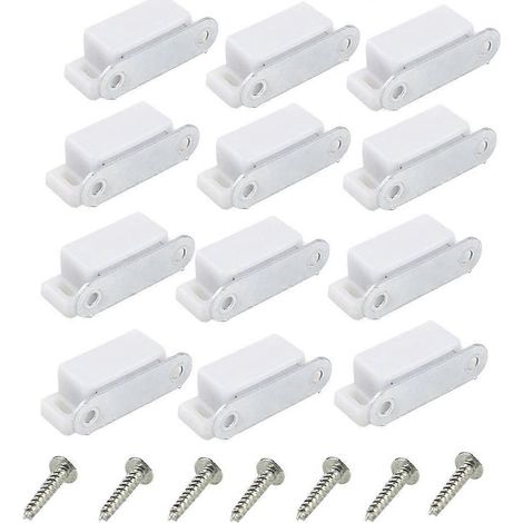 Loquet de porte magnétique pour placard, 12 pièces + 52 vis, loquets magnétiques robustes, pour cuisine, petits meubles, armoire - Yx (1/5)