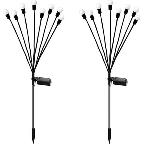 Lot de 2 lampes solaires, LED, IP65, fixes, capteur de lumière, noir (1/5)