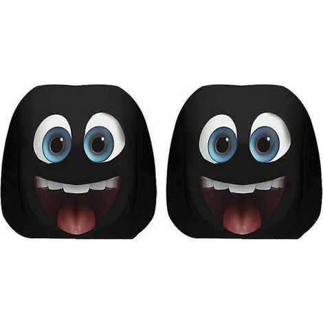 Lot de 2 housses d'appuie-tête voiture motif portrait mystère universel décoration auto Halloween Noël Thanksgiving noires (1/5)
