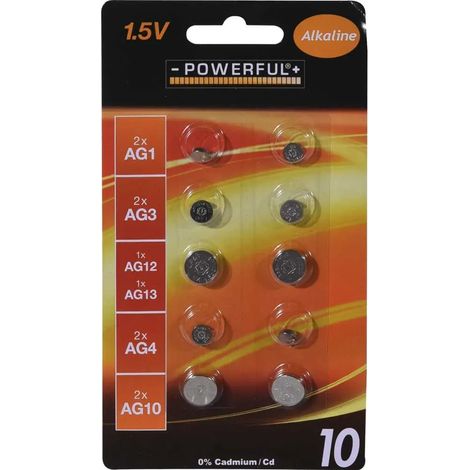 Lot de 10 piles alcalines bouton – Pack multi-références (1/3)