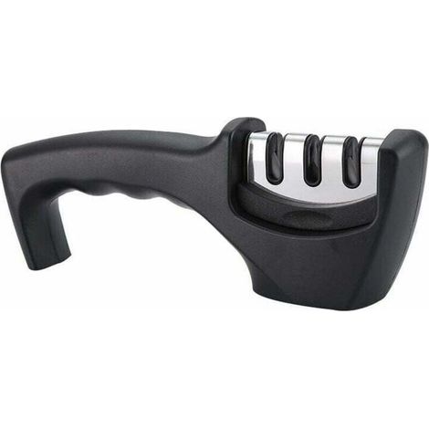 Aiguiseur Couteaux, 3 en 1 Aiguiseur de Couteaux Professionnel, Manuel Affuteur Couteaux Affûteur, Eguiseur de Couteau pour Couteaux en Acier Inoxydable de Toutes Tailles(Noir)，