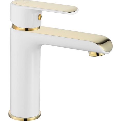 Basin faucet REA Bloom White Gold Low