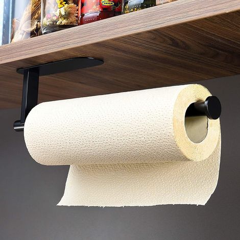 Auto-adhésif Porte Essuie Tout - Sans Percage Porte Sopalin Porte Rouleau Papier Cuisine Acier Inoxydable(Noir) (1/5)