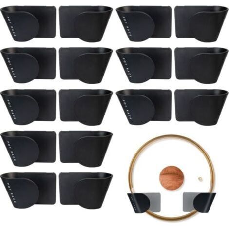 Support mural pour couvercles de casseroles, 16 pièces, support mural pour couvercles de casseroles, auto-adhésif sans perçage, ensemble de supports muraux pour couvercles de casseroles pour la cuisin (1/5)