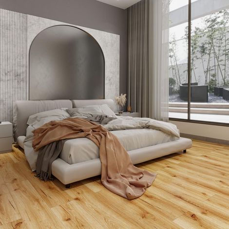 SPC Klick-Vinyl Narvo Designboden Breitdiele Wildeiche Rustikal Goldbraun Inkl. Trittschalldämmung Paket 8 Dielen (2,225 m²) (1/5)