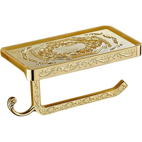 Porte-rouleau de papier toilette rectangulaire en aluminium, étagère vintage pour téléphone (1/5)