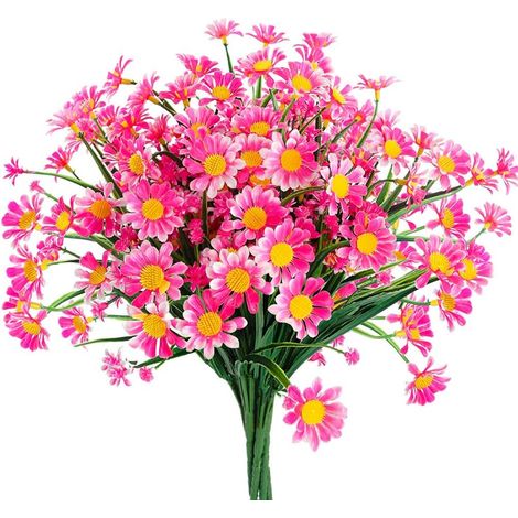 Daisy Artificielle - Fleur Synthétique pour Extérieur et Intérieur - Bouquet avec Tige Flexible - 6 Pièces - Jaune et Vert (1/5)