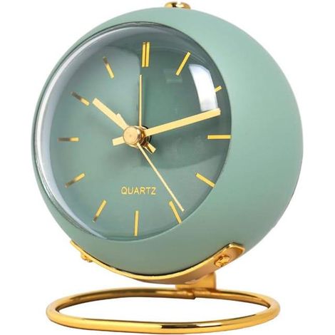 Reveil Analogique Avec Lumières, Petit Réveil Rétro Silencieux Réveil Chevet Étudiant Pointeur Lumineux Horloge,Convient Aux Gros Dorm(Vert) (1/3)