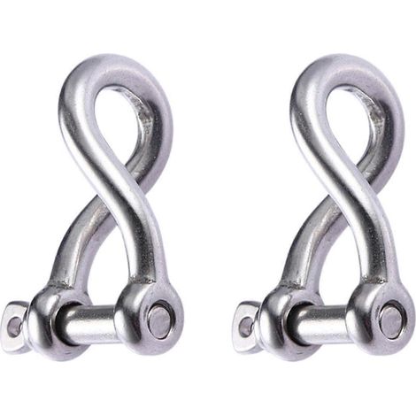 Lot de 2 manilles torsadées robustes de 4 mm avec goupille à vis, en acier inoxydable 316, pour gréement de bateaux marins (1/5)