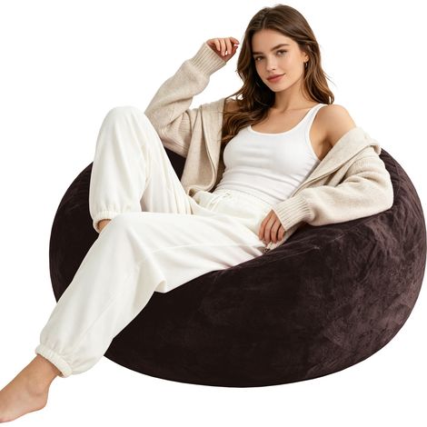 Poltrona sacco pieghevole in spugna marrone OKMYHOME (1/3)