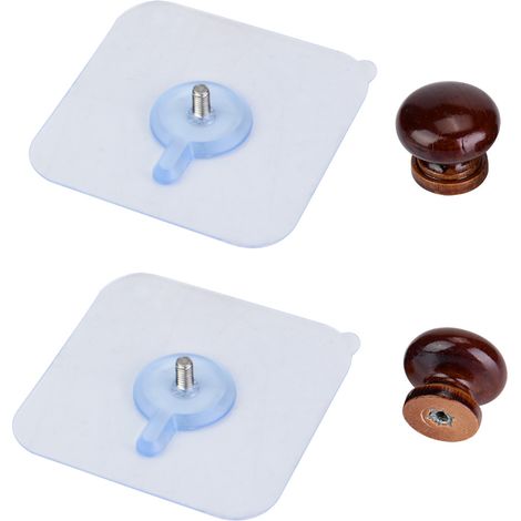 Crochet Mural Rond En Bois - Support Vêtements Chapeaux Sans Perçage - Pour Salon Chambre Couloir - Lot De 2 (1/5)