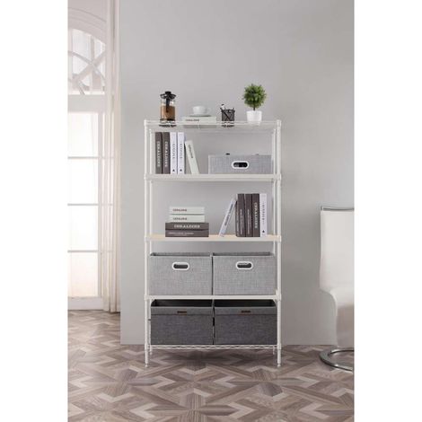 Domo Mea Scaffale Bianco 5 Ripiani in Legno - 40x80x180cm