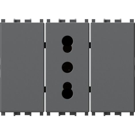 Modulo presa bipasso e 2 copri foro, serie P, grigio, 16A, compatibile con serie Vimar Arkè - 4Box Bitappo 4B.V19.BT (1/5)