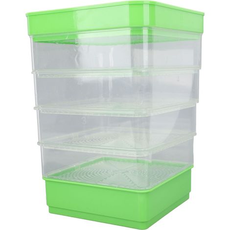 Kit de germinación apilable de 4 niveles, ahorra espacio, bandeja de cultivo multifuncional para microvegetales, brotes de soja y microvegetales, sin protección solar. (1/5)