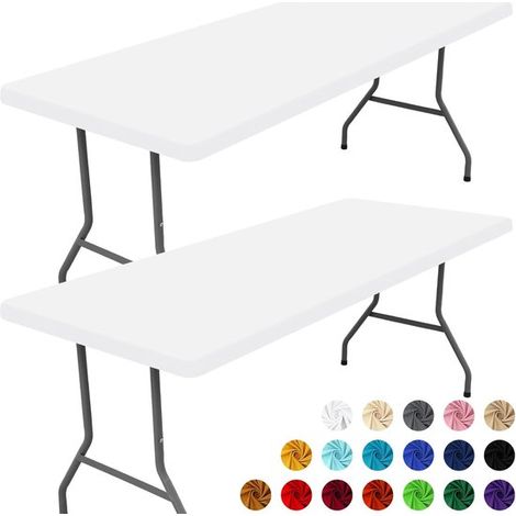 Set mit 2 rechteckigen Stretch Tischdecken (180 cm) Eng anliegende Tischdecke für Picknicks, Camping, Bankette und Partys Waschbare, dehnbare Tis (1/5)