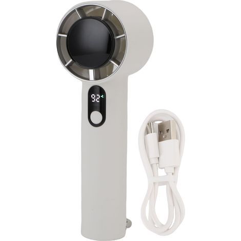 5-Speed Portable Fan with Digital Display, Quiet and Rechargeable – White (1/5)