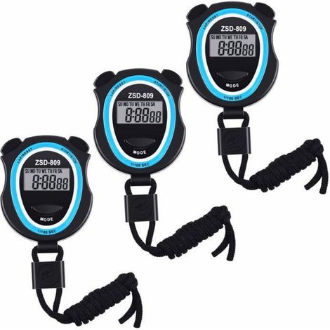 Chronomètre Numérique - 3 Pièces - Affichage LCD - Boutons Tactiles - Pour Entraîneurs Arbitres et Activités Sportives - Lot de 3 (1/4)