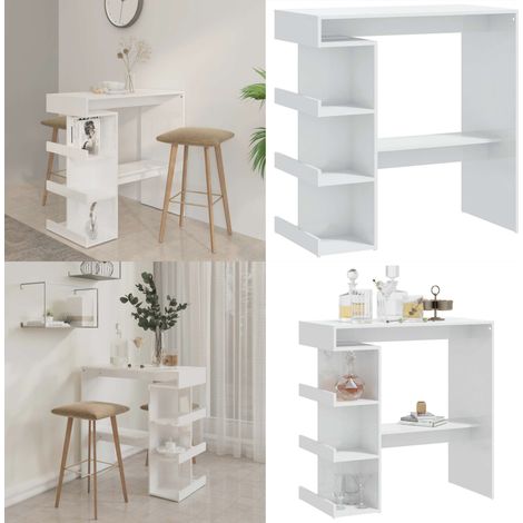Bartisch mit Regal Hochglanz-Weiß 100x50x101,5 cm - Stehtisch - Bartisch - Bistrotisch - Kücheninsel - Wohnraum - Home & Living (1/5)