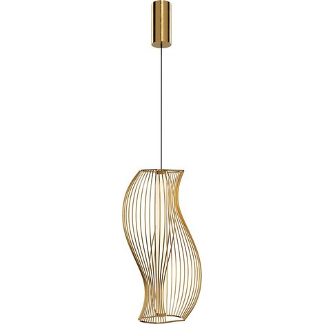 Maytoni Shadows Of The Past Plafonnier suspendu moderne en fil de fer, laiton, 3 000 K, 1 400 lm, abat-jour blanc