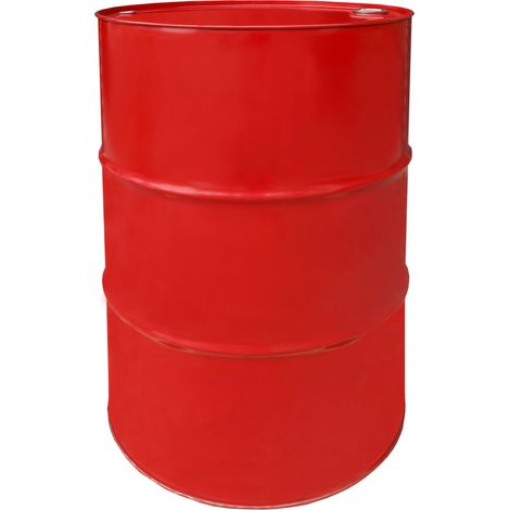 Fût en acier TH 216,5 L avec rainures, bouchons 3/4 et 2 sur le couvercle - ROUGE MIX