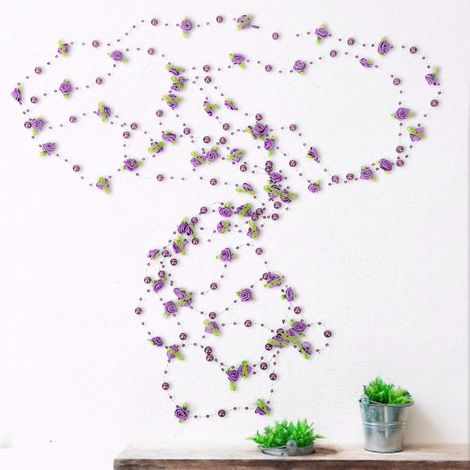 Chaîne de fleurs artificielles en perles de 5 m pour bouquet de mariée, décoration florale (violet) (1/5)