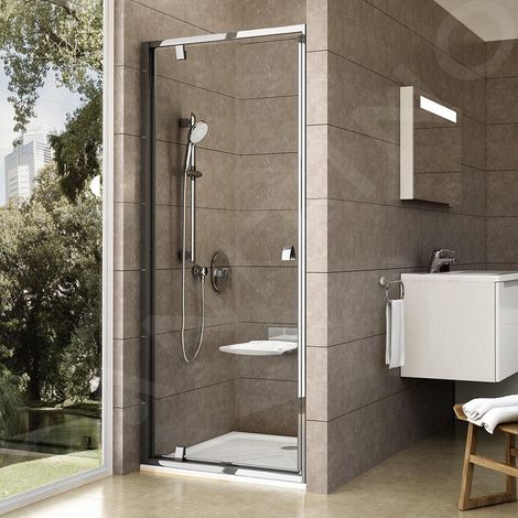 Ravak Pivot - Porte de douche, 761-811 mm, aluminium brillant/verre clair 03G40C00Z1 (1/5)