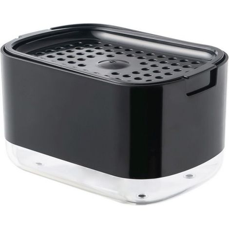 Distributeur De Savon 2 En 1 - Réservoir 300 Ml - Pour Cuisine Et Salle De Bain - Avec Porte-Éponge Intégré - Noir - 1 Pièce (1/4)