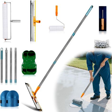Kit D'outils de Ciment Autonivelant, Kit de Rouleau Debulleur Ragreage, Kit de Ciment Autonivelant avec Rouleau à Picots, Racloir, Chaussures à Crampons, Rallonge (1/5)