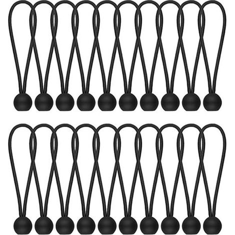 Lot de 20 cordons élastiques pour bâche élastique, bâche élastique, attaches de corde pour bannière, bâches, pavillons, tentes, crochets élastiques de tente, support de bâche, mâts de drapeau. (1/4)