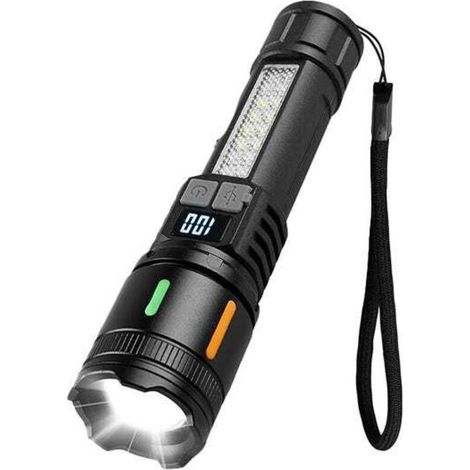 Confezione da 1 torcia a LED ultra luminosa ricaricabile tramite USB, ideale per campeggio, escursionismo e situazioni di emergenza. (1/5)