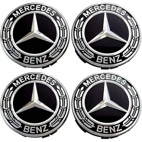 4 pièces Cache Moyeux Compatible with Mercedes Benz 75mm Cache de Roue Centrale ABS Accessoires de Voiture,TRIMEC