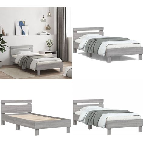 Cadre de lit sans matelas avec tête de lit 100x200 cm - Cadre De Lit - Lit Double - Lit Avec Têtedé Lit - Bois D'ingénierie - Sommier - Home & Living (1/5)