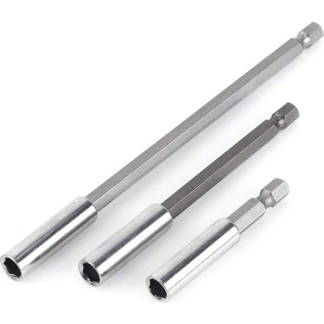 1/4 pouce Porte embout magnetique, 3Pcs Tige d'Extension Magnétique, Extensions de foret adaptateur de douille à tige hexagonale douille de foret à adaptateur de forage porte-embout magnétique (1/5)
