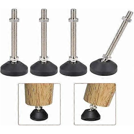 Ensemble de 4 vis de nivellement de pieds de meubles M8, pieds réglables sur pied, capacité de charge de 300 kg, base à rotule en acier. (1/5)