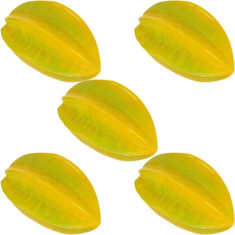 Modèle de Faux Fruits Jaune Carambole Réaliste en Plastique 5pcs, Compact et Résistant la Décoloration pour Décoration de Magasin ou Accessoire Photo (1/5)