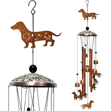 Carillon À Vent Chien En Métal 96 Cm Pour Extérieur, Carillon A Vent Exterieur, Cloche Suspendue De Jardin, Décoration Pour Patio, Porche, Cour, Cadeau Pour Femmes (B) (1/5)