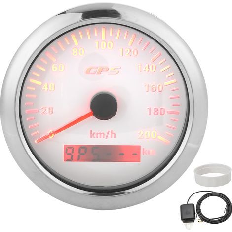 Tachimetro GPS da 3,3″ 0-200 km/h retroilluminato IP67 per auto, barca, yacht (quadrante bianco) (1/5)
