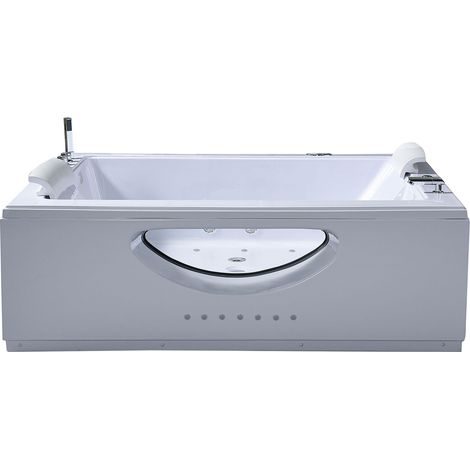 Baignoire hydromassage blanc double pompe 178 X 147 cm 32 jets – Petal (1/5)
