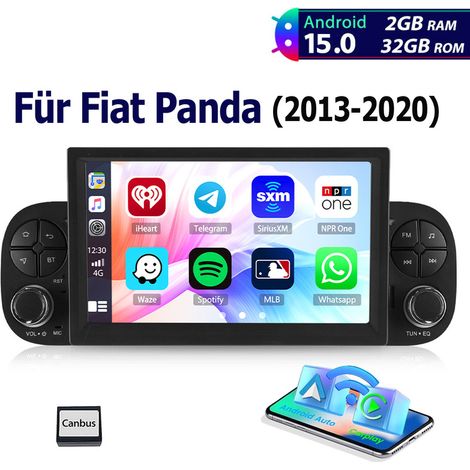 DAB+ Optionnel Autoradio Android 15 7 Pouces 32/64Go pour Fiat Panda 312 (2013-2024) - Apple CarPlay, GPS, Bluetooth, RDS - 2+32G