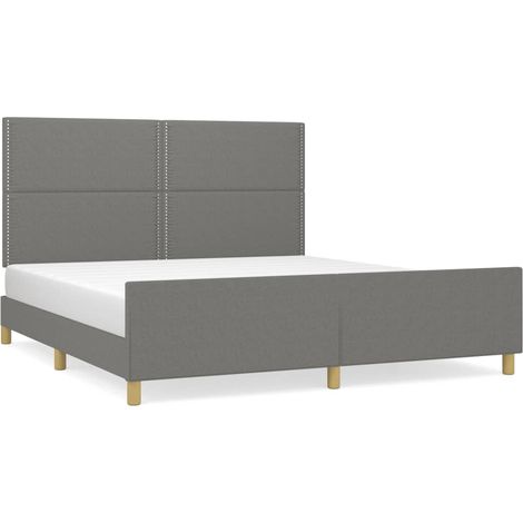 Lit avec tête de lit Gris foncé 180x200 Tissu (1/5)