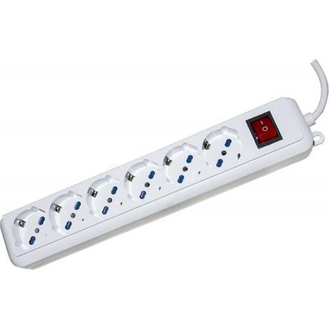 Presa Multipla 6 Schuko con Interruttore Cavo 1,5mt Bianca