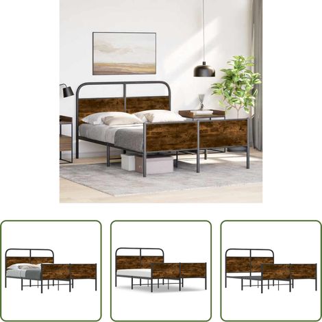 Metallbett -  Bettgestell ohne Matratze 140x200 cm Sonoma-Eiche Holzwerkstoff (1/5)