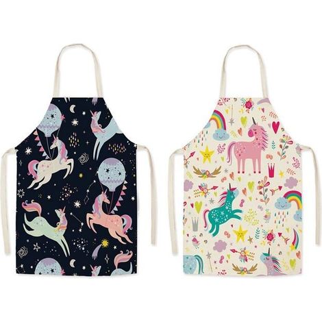 Lot de 2 tabliers pour enfants style dessin animé garçon fille tablier pour peinture cuisine cuisine jardin cuisine école cadeau