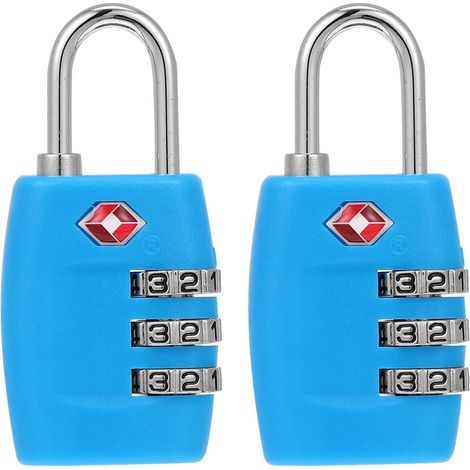 2-Piece TSA 3-Digit Luggage Locks in Metal and PC, Blue (1/5)