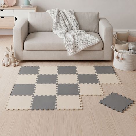 Tapis de sol épais pour bébé – Lot de 18 dalles puzzle carrées 30x30 cm en mousse EVA – Surface antiallergique et lavable – Littletom
