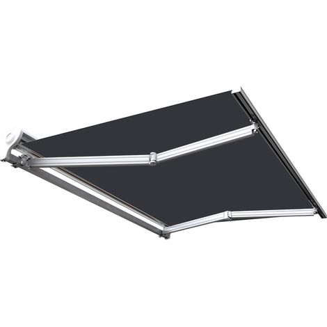 Sunny Inch – Store banne manuel demi coffre 2.5m x 2m – Aluminium extrudé – Toile imperméable anti-UV – Gris anthracite