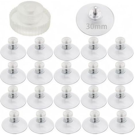 Ventouse transparente pour fenêtre mur porte verre suspension quotidienne diamètre 30 mm plastique 20 pièces ventouses fenêtre ventouse verre , filetage M4 écrous en plastique transparent (1/5)