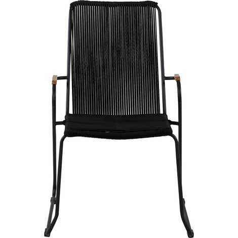 Bois Chaise de jardin avec accoudoirs empilable, noir.