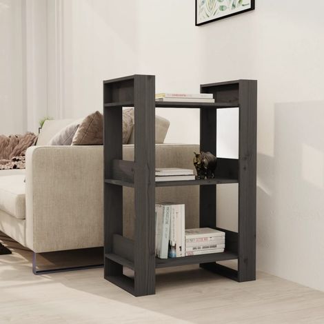 vidaXL Libreria/Divisorio Grigio 60x35x91 cm in Legno Massello di (1/5)