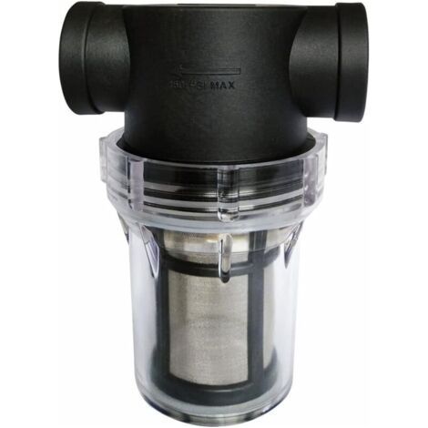 Water Pump Hose Filter with 80 Mesh Stainless Steel Strainer, Water Pump Inline Strainer Filter for Garden Irrigation (Black) - 1pcs (1/4)